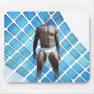 Tapis De Souris SlipperyJoe's homme musclé six-pack abs blanc sous