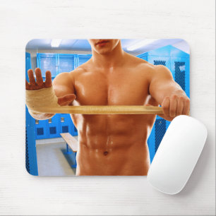 Tapis De Souris SlipperyJoe's homme musclé torse nu 6-pack gymnase