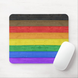 Tapis De Souris SlipperyJoe's inclusive gay pride drapeau en bois