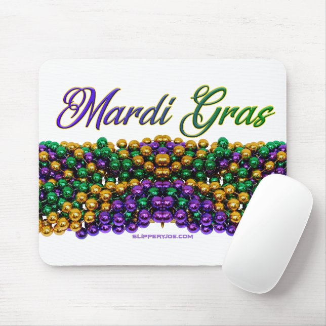 Tapis De Souris SlipperyJoe's Mardi Gras Colliers en perles violet (Avec souris)