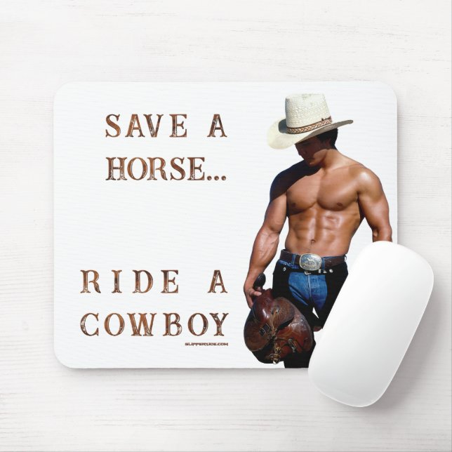 Tapis De Souris SlipperyJoe's save horse ride paille cowboy casque (Avec souris)