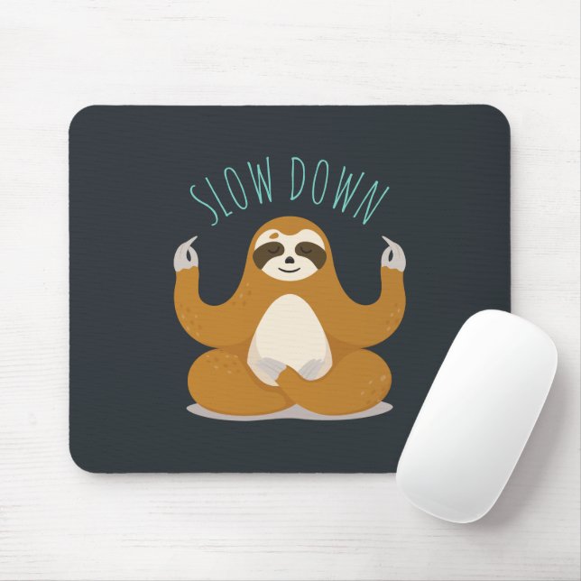 Tapis De Souris Sloth in Lotus Yoga Pose "Ralentir" (Avec souris)