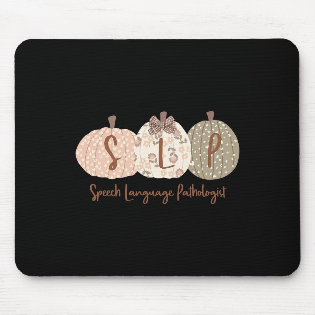 Tapis De Souris Slp Citrouille Discours Langue Pathologiste Automn (Devant)