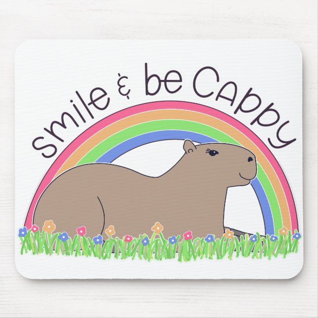 Tapis De Souris Smile and Be Cappy mignon et heureux capybara (Devant)