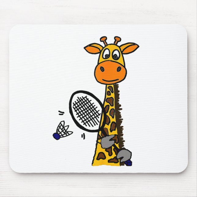 Tapis De Souris Smilemoreteesa Funny Giraffe Jouer Badminton Car (Devant)