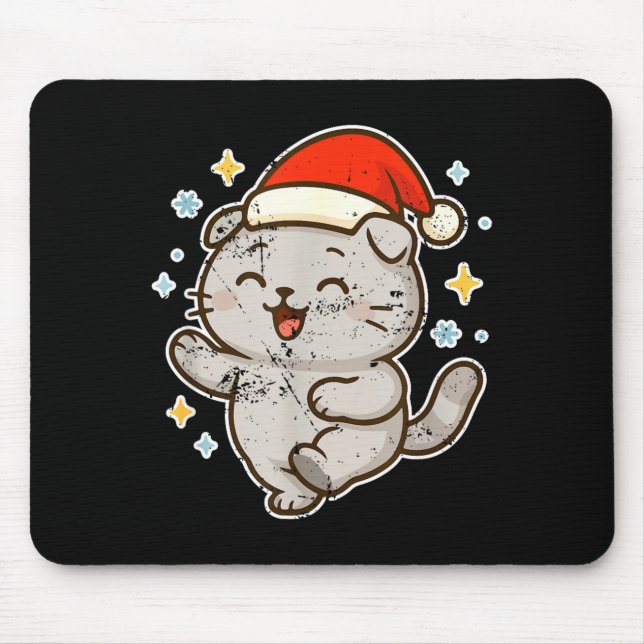 Tapis De Souris Smiling Santa Cat Holiday Cheer  (Devant)