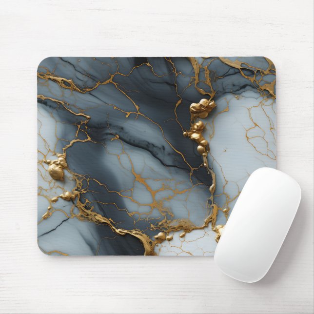 Tapis De Souris Smoky Onyx Marble with Golden Veins (Avec souris)