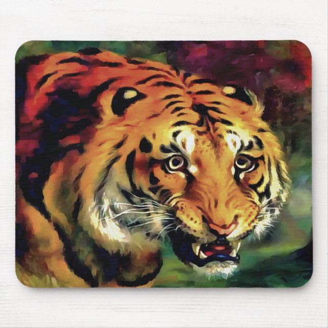 Tapis De Souris Snarling Tiger Portrait Artistique (Devant)