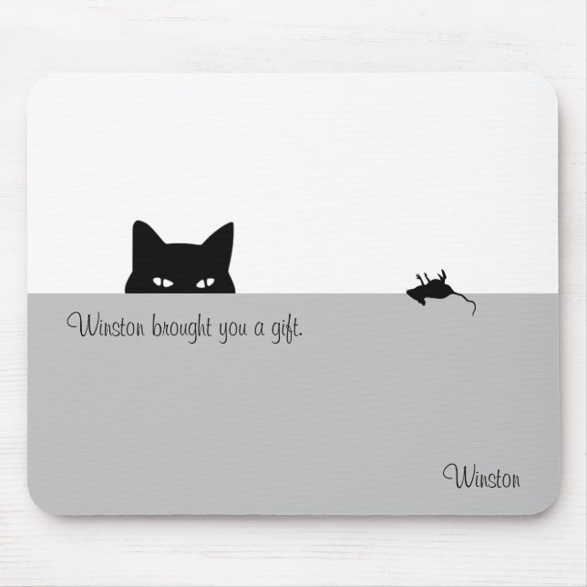 Tapis De Souris Sneaky Cat vous a offert un cadeau (Devant)