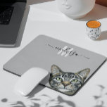 Tapis De Souris Sneaky Cat  Watercolor Monogram Name<br><div class="desc">This design may be personalized in the area provided by changing the photo and/or text. Or it can be customized by clicking Personalize this Template and then choosing the click to customize further option and delete or change the color of the background, add text, change the text color or style,...</div>