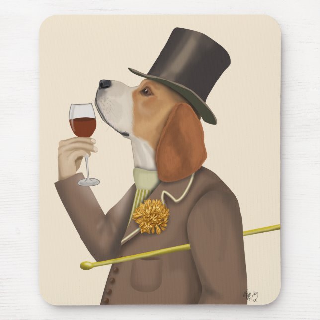 Tapis De Souris Snob de vin beagle (Devant)
