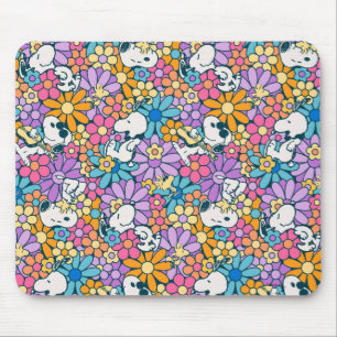 Tapis De Souris Snoopy & Motif de fleurs de bois