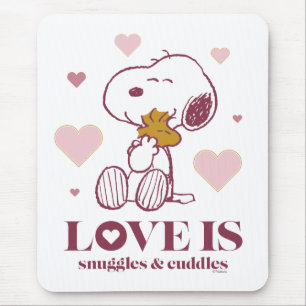 Tapis De Souris Snoopy & Woodstock - Love is Snuggles & Cuddles