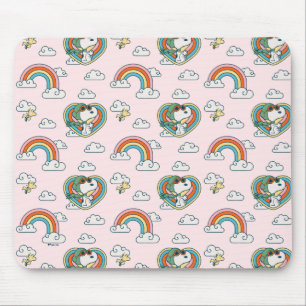 Tapis De Souris Snoopy & Woodstock Rainbow Heart Motif