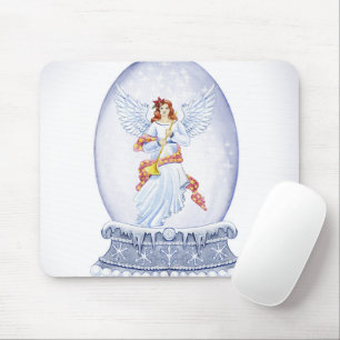 Tapis De Souris Snow globe with angel illustration