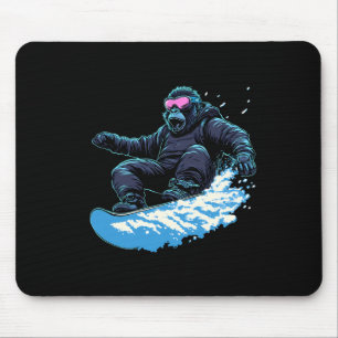 Tapis De Souris Snowboard Animaux - Gorilla Sur Un Snowboard Snowb