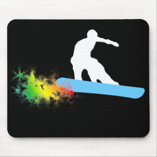 Tapis De Souris snowboard. arc-en-ciel.