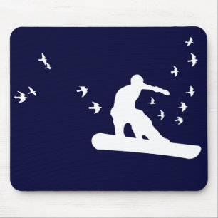 Tapis De Souris snowboard. board avec oiseaux.
