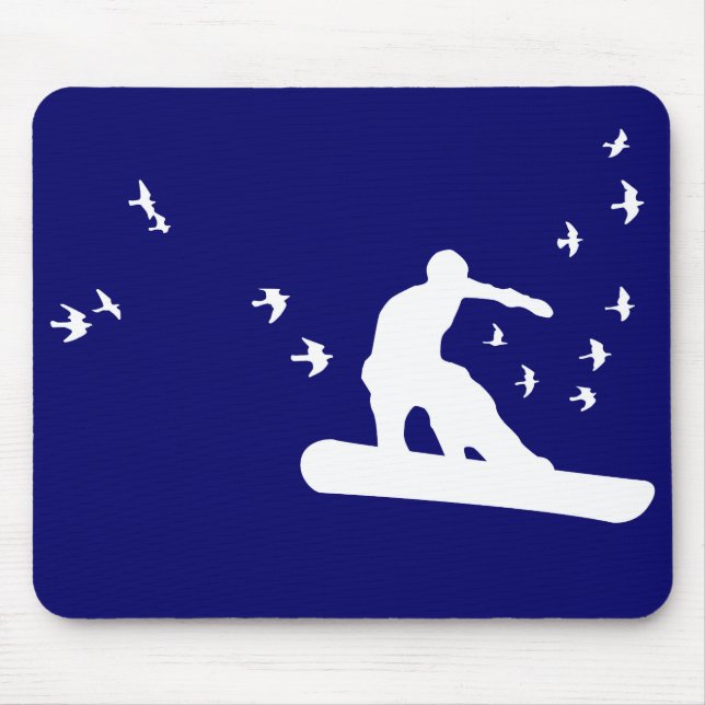 Tapis De Souris snowboard. board avec oiseaux. (Devant)