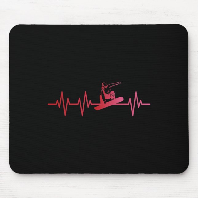 Tapis De Souris Snowboard Heartbeat 80s 90s Retro Winter Snowboard (Devant)