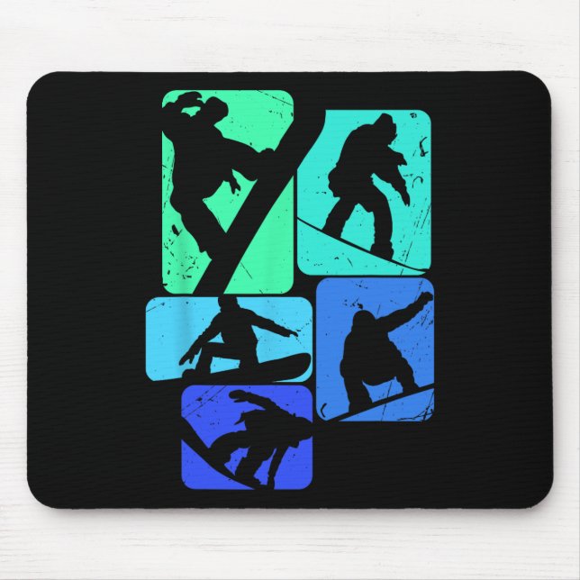 Tapis De Souris Snowboard Pour Snowboardeur Retro Mens Snowboard (Devant)