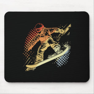 Tapis De Souris Snowboarder Graphisme Retro Style Alpine Snowboard