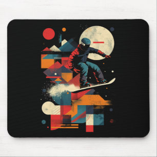 Tapis De Souris Snowboardeur Artistique Hommes Et Femmes Snowboard