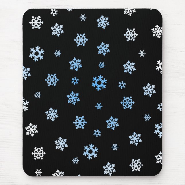 Tapis De Souris Snowflakes (bleu et blanc) (Devant)