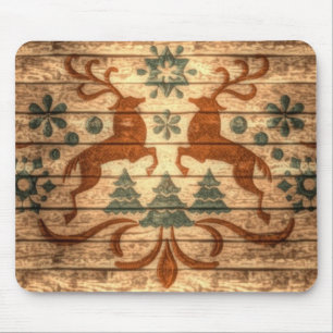 Tapis De Souris Snowflakes de rennes primitifs Noël nordique