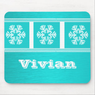 Tapis De Souris Snowflakes moderne Mousepad, Turquoise
