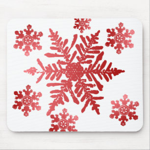 Tapis De Souris Snowflakes rouge Panier