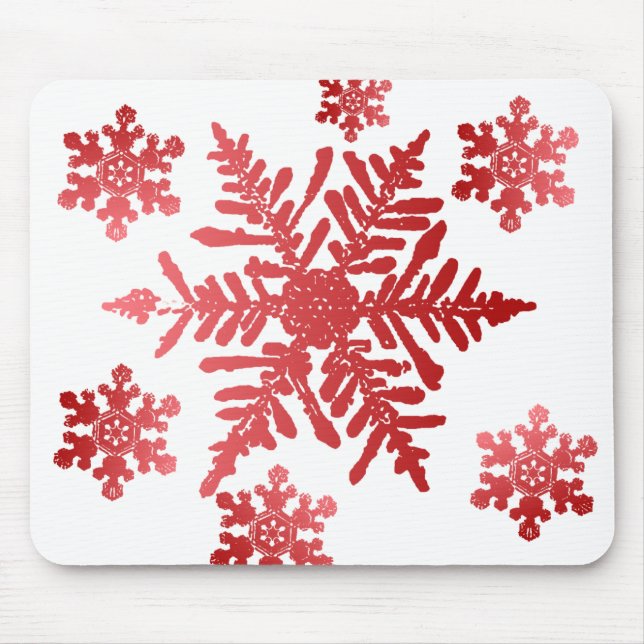 Tapis De Souris Snowflakes rouge Panier (Devant)