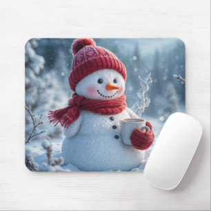 Tapis De Souris Snowman Avec Chocolat Chaud