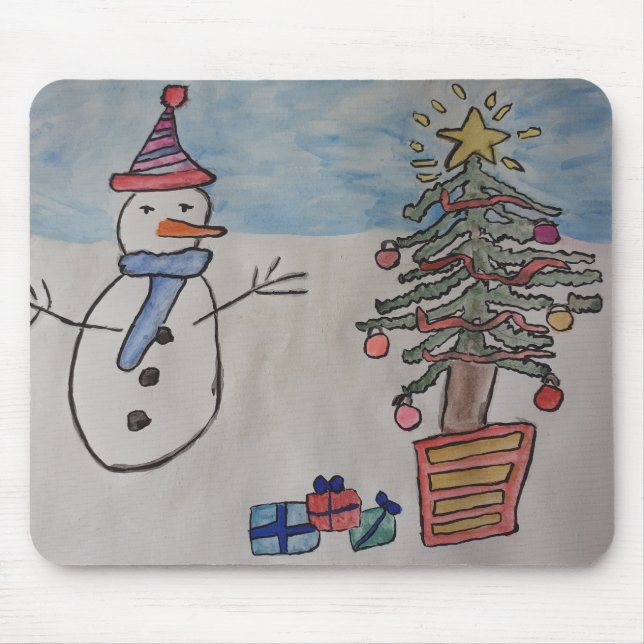 Tapis De Souris Snowman & Christmas Tree Souris Pad (Devant)