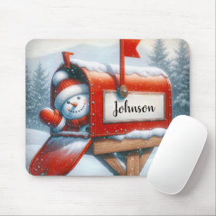 Tapis De Souris Snowman En Vacances Boîte Aux Lettres Avec Nom Per