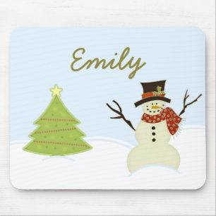 Tapis De Souris Snowman et arbre Noël Mousepad