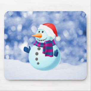 Tapis De Souris Snowman hiver Joyeux Noël neige