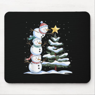 Tapis De Souris Snowman Joyeux Noël Noël Noël Arbre Neige Famille