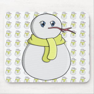 Tapis De Souris Snowman portant une écharpe jaune