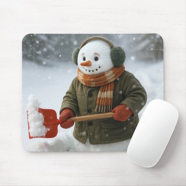 Tapis De Souris Snowman Shoveling Snow (Avec souris)
