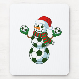 Tapis De Souris Snowman Soccer Noël Amateurs de sport