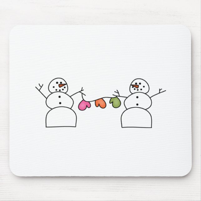 Tapis De Souris Snowmen avec T-shirts Mittens et cadeaux (Devant)