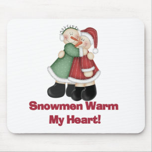 Tapis De Souris Snowmen réchauffe mes T-shirts et cadeaux de coeur