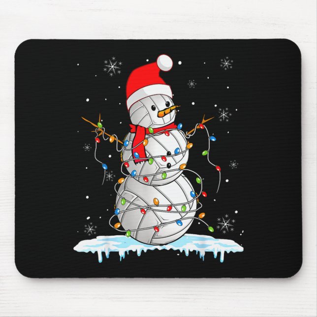 Tapis De Souris Snowmies Santa Lights Christmas Snowman Volleyball (Devant)
