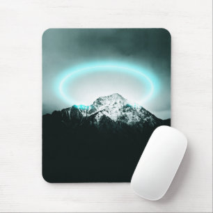 Tapis De Souris Snowy mountain mysterious blue neon light