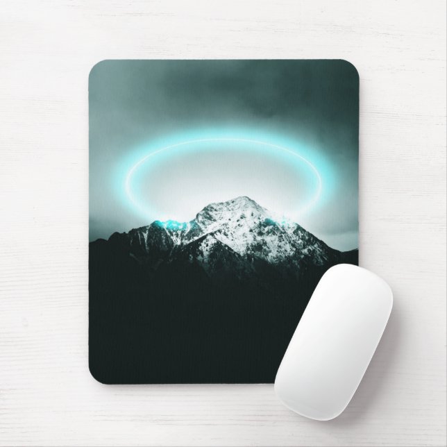 Tapis De Souris Snowy mountain mysterious blue neon light (Avec souris)