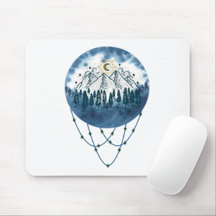 Tapis De Souris Snowy Mountain Pine Tree Nature Adventure Extérieu