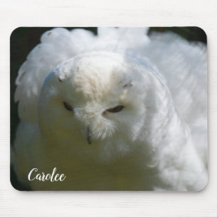 Tapis De Souris Snowy Owl Goes Floof Bird Lover Custom Name