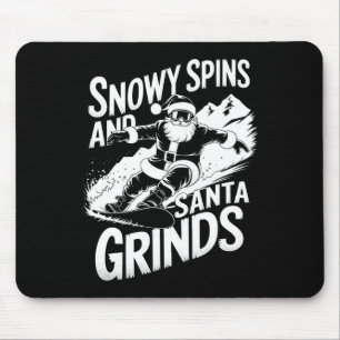 Tapis De Souris Snowy Spins Père Noël Grinds Snowboard Noël Sno