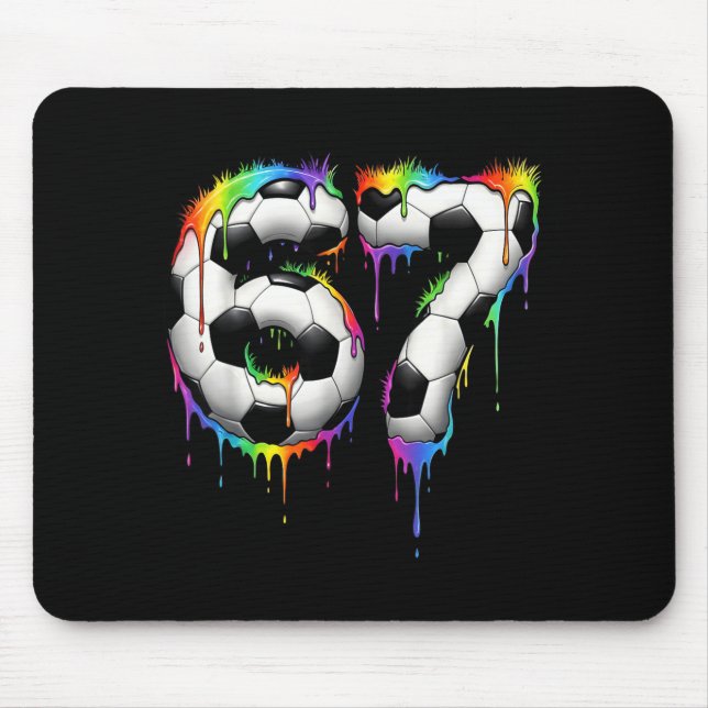 Tapis De Souris Soccer 67 Six Seven Funny Gen Alpha Meme Rainbow D (Devant)